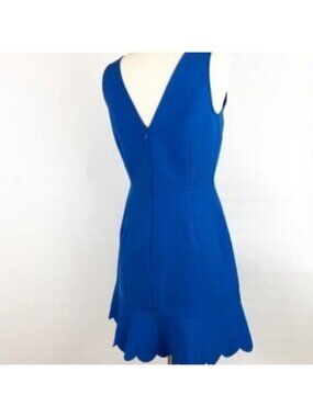 J. Crew Royal Blue A-Line Dress Scalloped Sleeveless Size 4